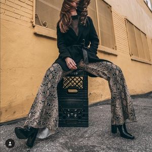 SNAKESKIN WIDE LEG PANTS